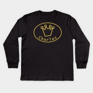 Gold Charles Crown Oval Kids Long Sleeve T-Shirt